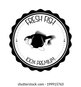 Vector Abstract Styling Fish Label Isolated On Background