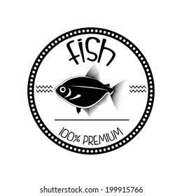 Vector Abstract Styling Fish Label Isolated On Background