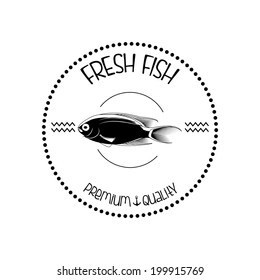 Vector Abstract Styling Fish Label Isolated On Background