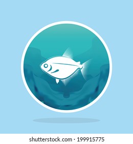 Vector Abstract Styling Fish Label Isolated On Background