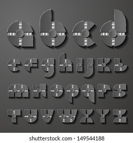 Vector abstract stylish gray metal alphabet