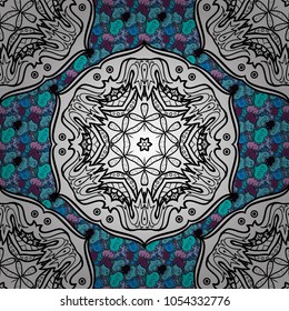 Vector abstract stylized colored mandala. Intricate colored Arabesque with on a white, black and blue colors.