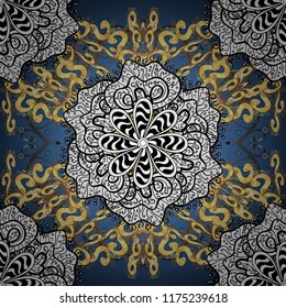 Vector abstract stylized colored mandala. Intricate colored Arabesque with on a white, blue and black colors.