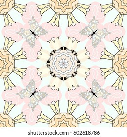 Vector abstract stylized colored mandala. Intricate colored Arabesque with on a colorful background.