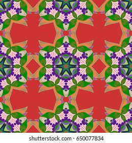 Vector abstract stylized colored mandala. Intricate colored Arabesque with on a colorfil background.