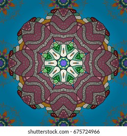 Vector abstract stylized colored mandala. Intricate colored Arabesque with on a colorful background.