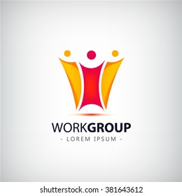 vector abstract stylized family of 3, team lead icon, logo, sign isolated. Work group logo, creative team logo, illustration. Corporate identity