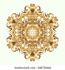 Vector abstract stylized golden mandala. Intricate Golden Arabesque with on a neutral background.