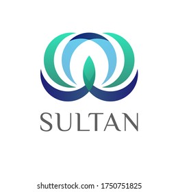 Vector abstract stylized image of a turban, guru, Arab sultan, sage, lotus sign or water lily, yoga. Logo template, icons, flat design.