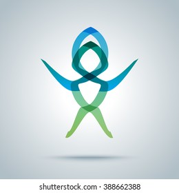 Vector abstract stylized silhouette of person. Icon, logo person sign isolated on white background.