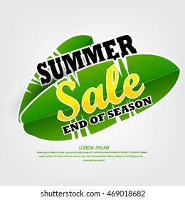 Vector abstract summer sale poster with beach background