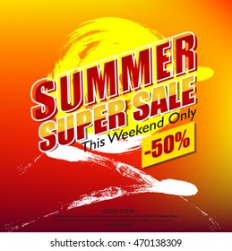 Vector abstract summer sale poster with beach background