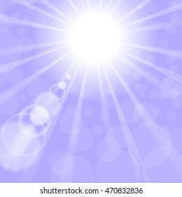 Vector Abstract Sun Background. Blue Summer Pattern. 