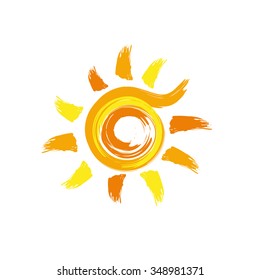 Vector abstract sun, handmade with brushstrokes