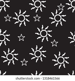 vector abstract sun star seamless pattern black  background