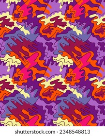 Obra de arte abstracta surrealista, colorida y transparente con patrones de onda. Patrón para textil, textil, diseño gráfico, fondos