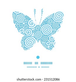 Vector abstract swirls butterfly silhouette pattern frame