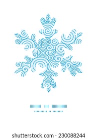 Vector abstract swirls Christmas snowflake silhouette pattern frame card template
