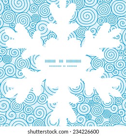 Vector abstract swirls Christmas snowflake silhouette pattern frame card template