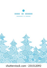 Vector abstract swirls Christmas tree silhouette pattern frame card template