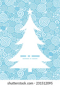 Vector abstract swirls Christmas tree silhouette pattern frame card template