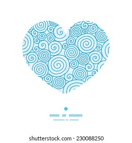 Vector abstract swirls heart silhouette pattern frame