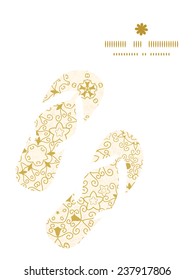 Vector abstract swirls old paper texture flip flops silhouettes pattern frame