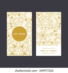 Vector abstract swirls old paper texture vertical round frame pattern business cards set