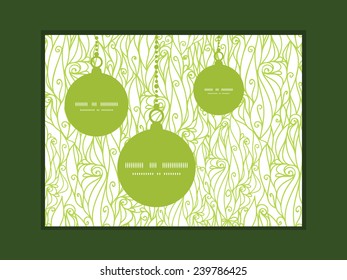 Vector abstract swirls texture Christmas ornaments silhouettes pattern frame card template