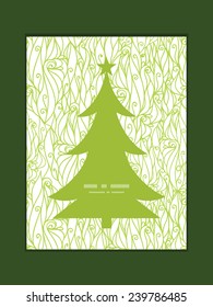 Vector abstract swirls texture Christmas tree silhouette pattern frame card template