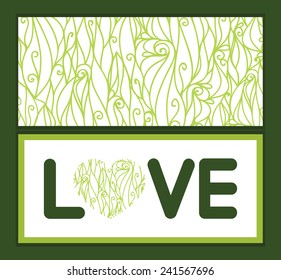 Vector abstract swirls texture love text frame pattern invitation greeting card template