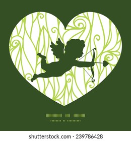 Vector abstract swirls texture shooting cupid silhouette frame pattern invitation greeting card template