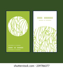 Vector abstract swirls texture vertical round frame pattern business cards set