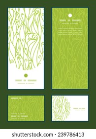 Vector abstract swirls texture vertical frame pattern invitation greeting, RSVP and thank you cards set