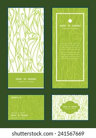 Vector abstract swirls texture vertical frame pattern invitation greeting, RSVP and thank you cards set