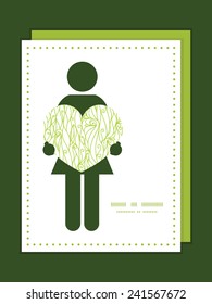 Vector abstract swirls texture woman in love silhouette frame pattern invitation greeting card template