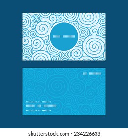 Vector abstract swirls vertical round frame pattern business cards set