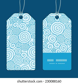 Vector abstract swirls vertical stripe frame pattern tags set