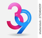 Vector abstract, Symbol of 39 years anniversary celebration.