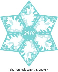 Vector abstract symmetric winter illustration. Six-pointed star reminds a snowflake. Useful for design template, invitation, greeting card, wallpaper, background, fabrics.