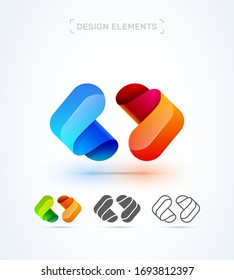 Vector abstract synergy illustration template. Logo or app icon. Business collaboration