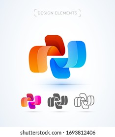 Plantilla de ilustración de sinergia abstracta del vector. Icono de logotipo o aplicación. Colaboración empresarial