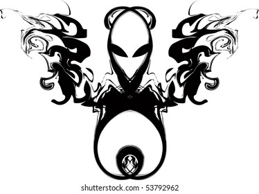 pájaro de tatuaje abstracto vectorial