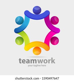 Vector abstract, teamwork symbol or logo business