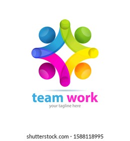 Vector abstract, teamworks symbol or logo business