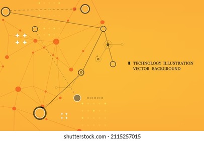 Vector Abstract Technolog Polygon Network Orange Background