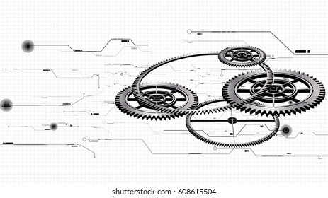 Vector abstract technological gear sketch background
