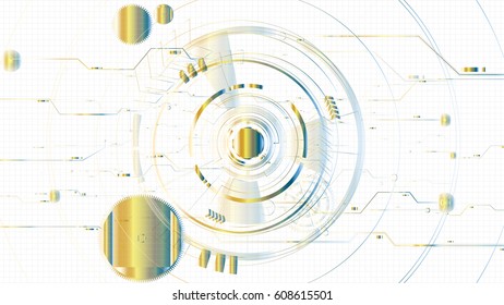 Vector abstract technological illuminated sketch template background