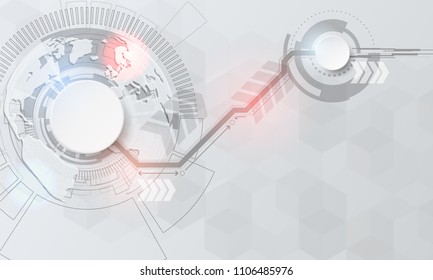 Vector abstract technological and science background concept with various technology elements