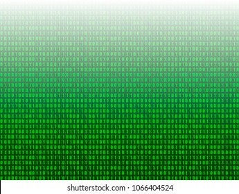 Vector Abstract Technology Background, 3D Effect, Green Binary Code Data Gradient Wallpaper.